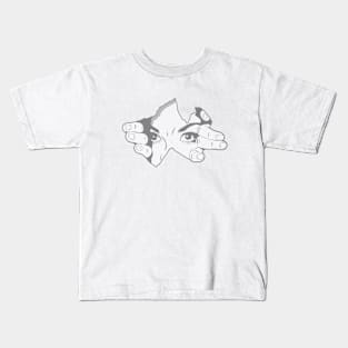 human eye and hand drawing Kids T-Shirt
